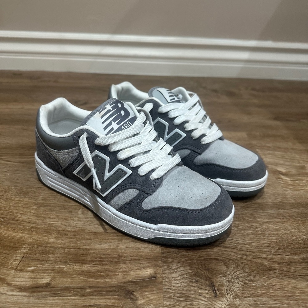 New Balance 480 Kids' Youth Size 6Y Gray and White Sneakers